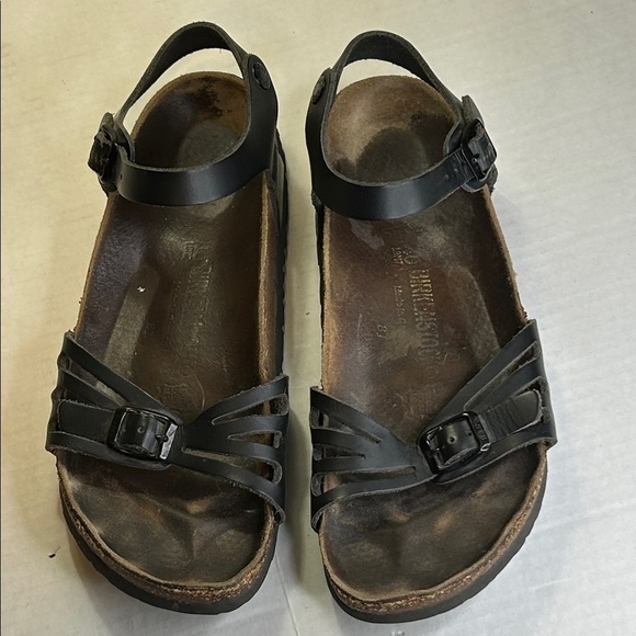 BIRKENSTOCK NAHUM BLACK OILED LEATHER ANKLE STRAPS WOMENS SANDAL SZ 40 - Picture 1 of 11